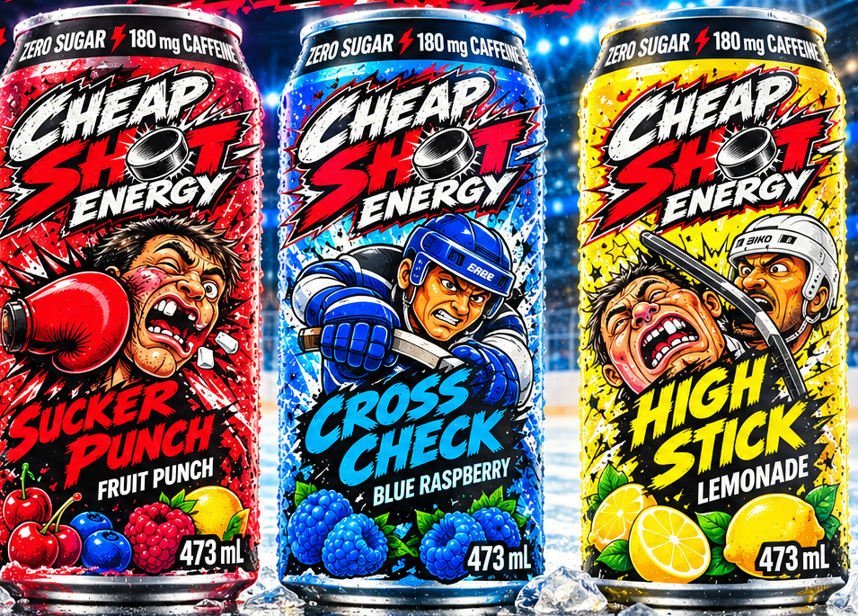 Sucker Punch Fruit Punch, Cross Check Blue Raspberry and High Stick Lemonade